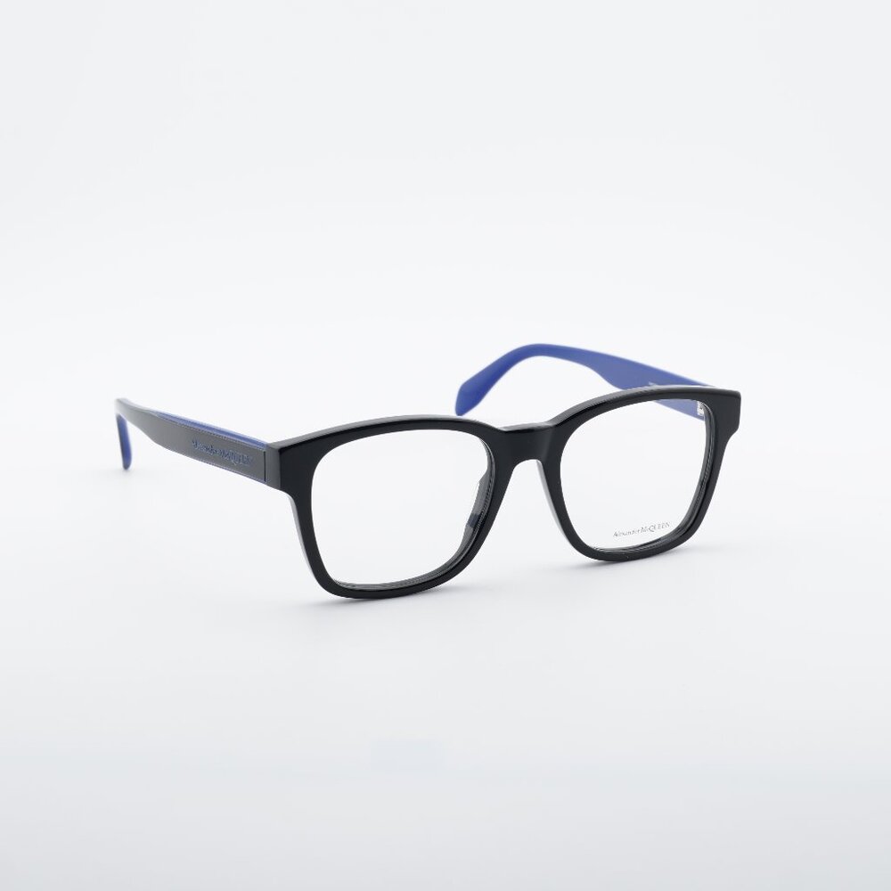 Alexander McQueen AM0356O 004 Eyeglasses Black/Blue 53mm Square Frame